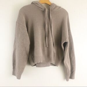H&M recycled polyester light brown crop hoodie size XS. New with tags